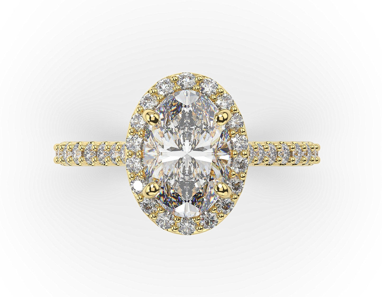 Oval Yellow Gold Halo Style Engagement Ring