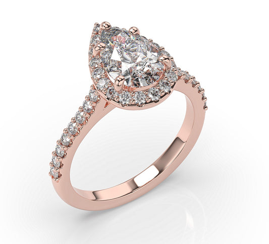 Pear Rose Gold Halo Style Engagement Ring