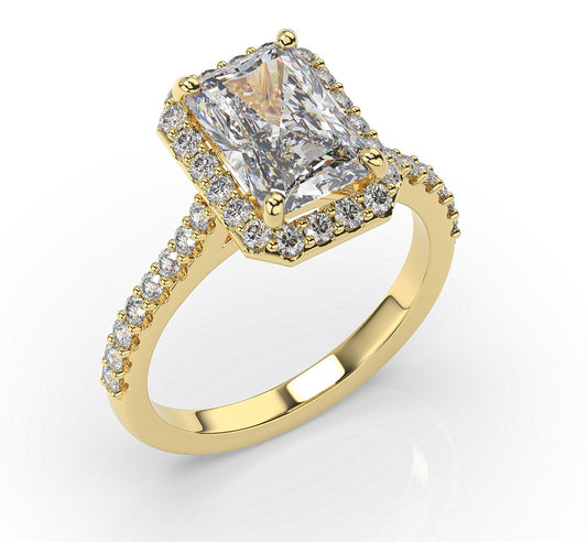 Radiant Yellow Gold Halo Style Engagement Ring