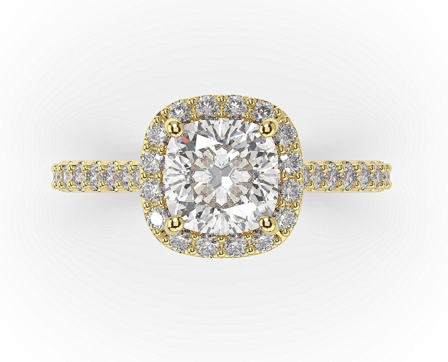 Cushion Yellow Gold Halo Style Engagement Ring