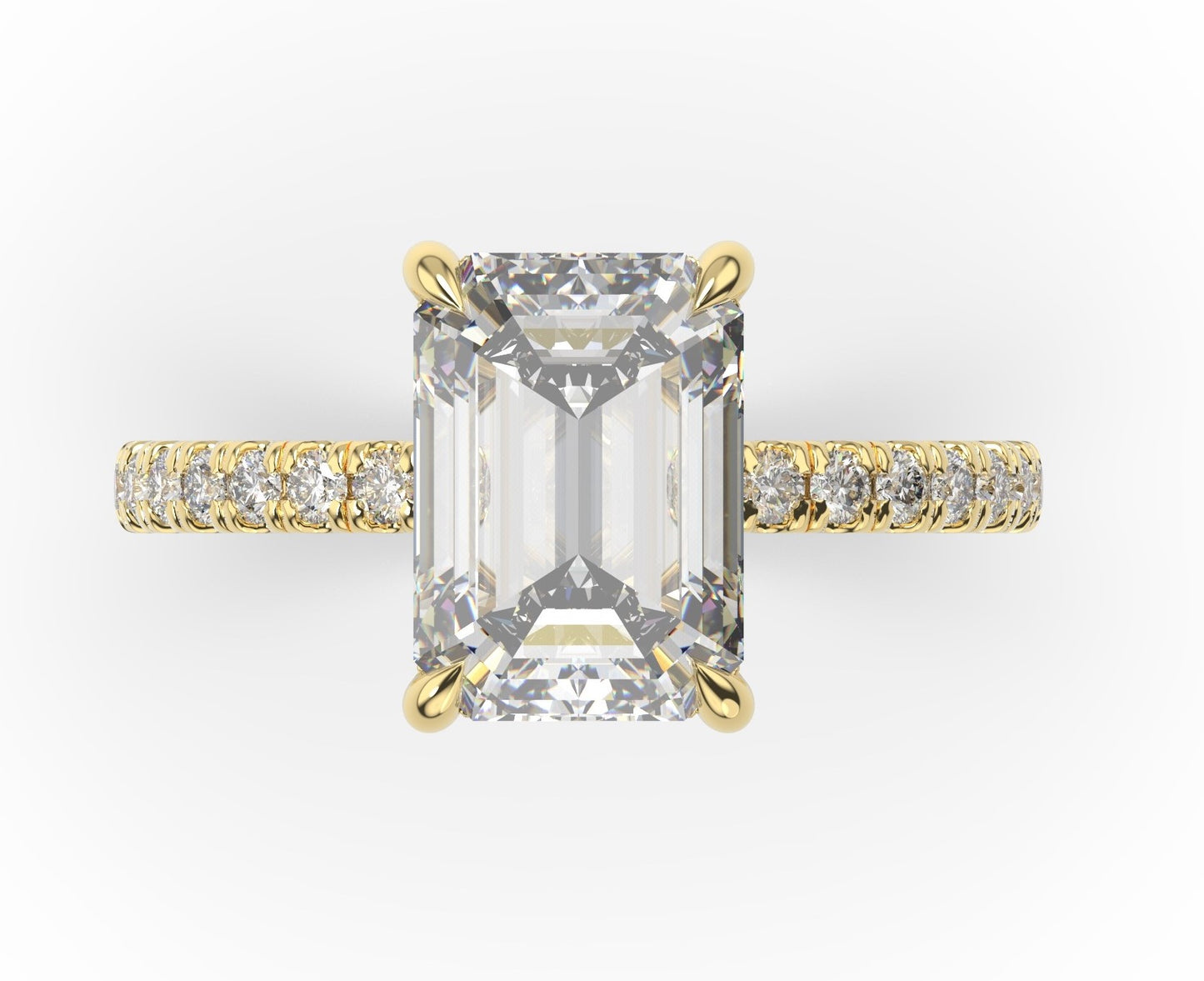 Emerald Yellow Gold Claw Set Style Engagement Ring