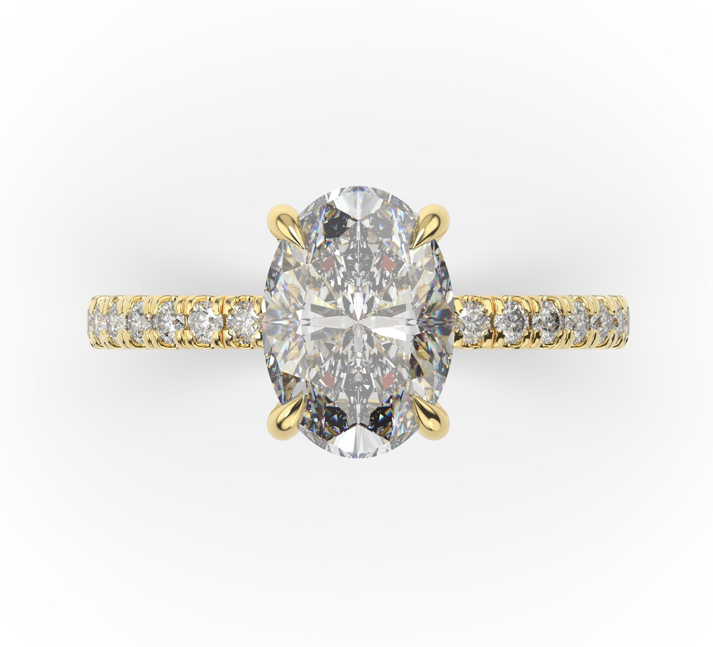 Oval Yellow Gold Claw Set Style Engagement Ring