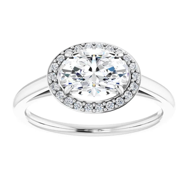 Oval East West Halo Style Engagement Ring
