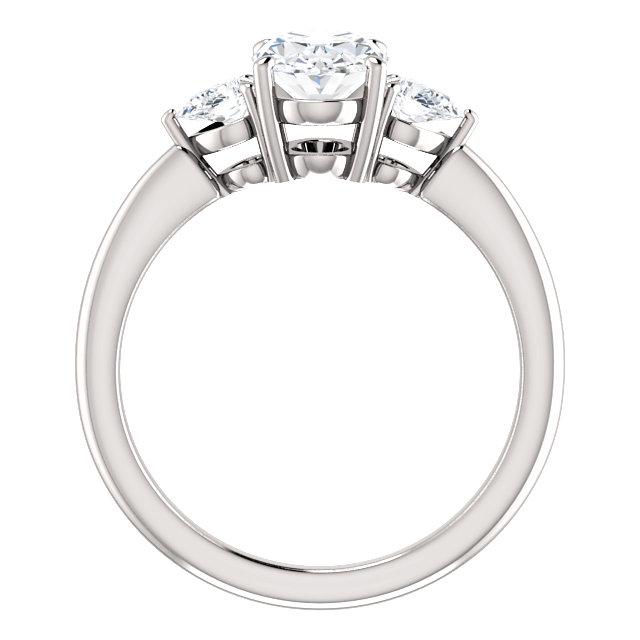 Oval Tri -Stone Style Pear Accent Engagement Ring