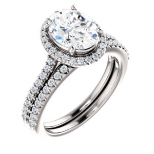 Oval Halo & Heart Style Engagement Ring