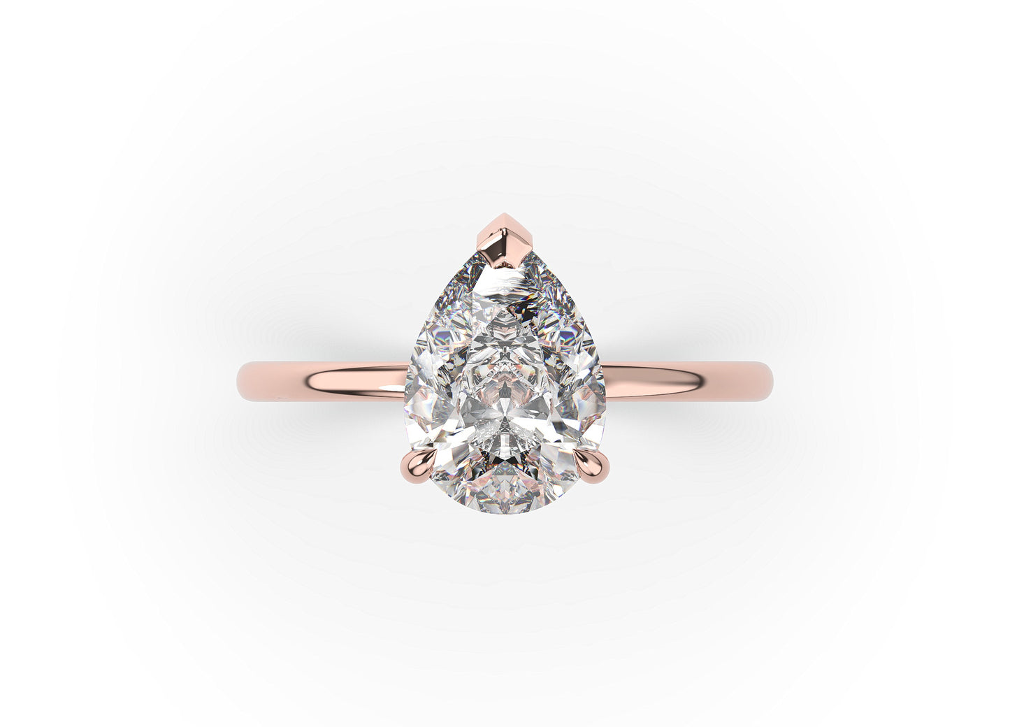 Pear Three Claw Thin Band Solitaire Engagement Ring