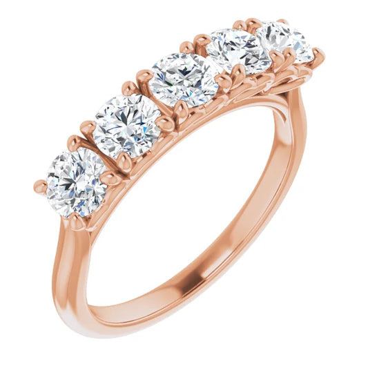 Five Stone Round Brilliant Lab Diamond Anniversary Band