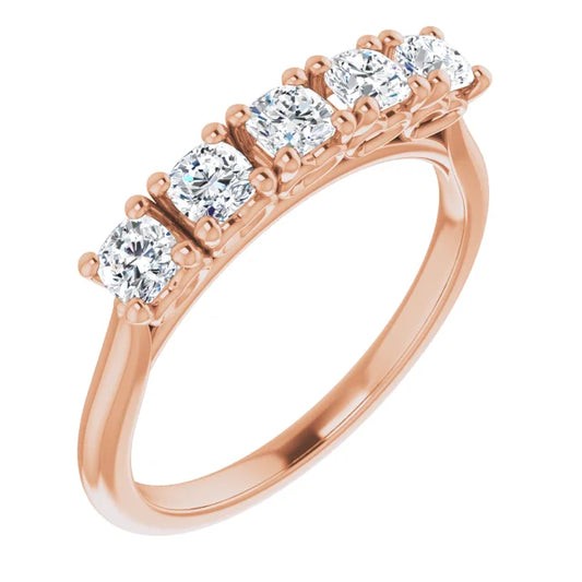 Five Stone Cushion Cut Lab Diamond Anniversary Band