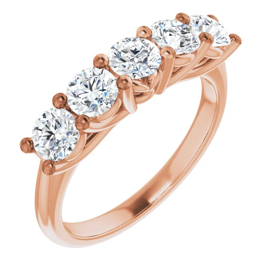 Five Stone Round Brilliant Lab Diamond Anniversary Band