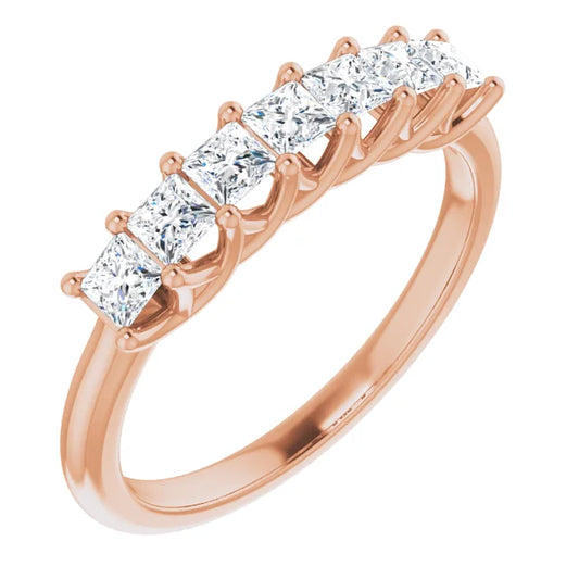 Seven Stone Princess Cut Lab Diamond Anniversary Band