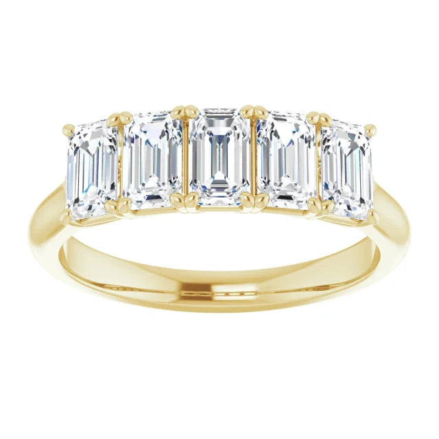 Five Stone Emerald Cut Lab Diamond Anniversary Band