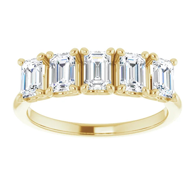 Five Stone Emerald Cut Lab Diamond Anniversary Band