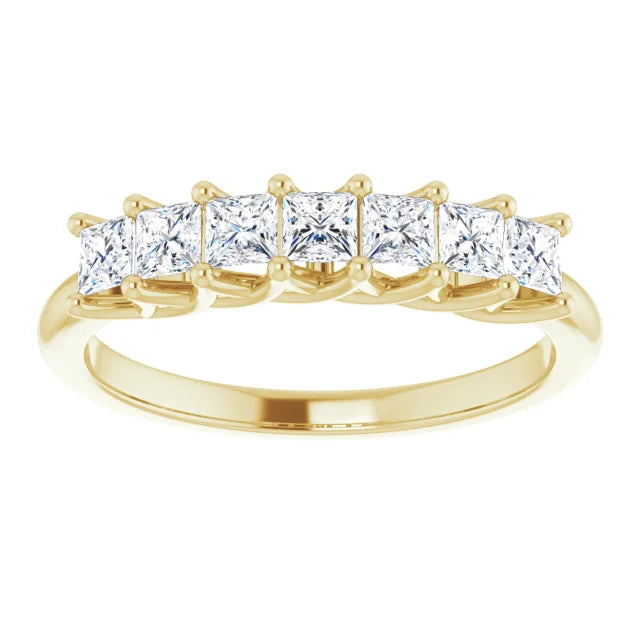 Seven Stone Princess Cut Lab Diamond Anniversary Band