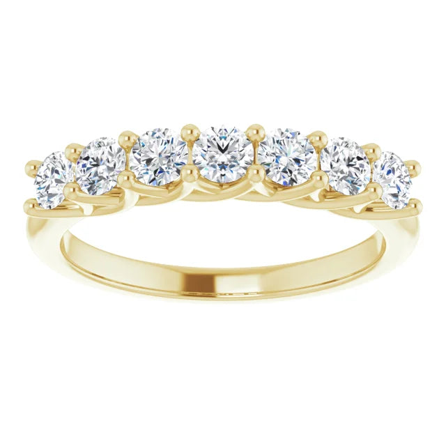 Seven Stone Round Brilliant Lab Diamond Anniversary Band