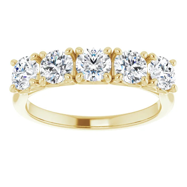 Five Stone Round Brilliant Lab Diamond Anniversary Band