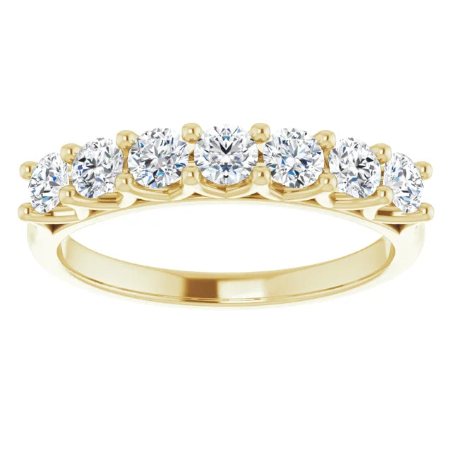 Seven Stone Round Brilliant Lab Diamond Anniversary Band