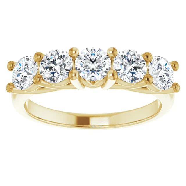 Five Stone Round Brilliant Lab Diamond Anniversary Band