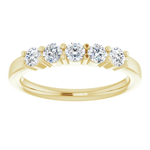 Five Stone Round Brilliant Lab Diamond Anniversary Band