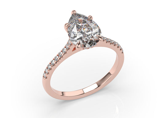 Pear Rose Gold Hidden Halo Engagement Ring