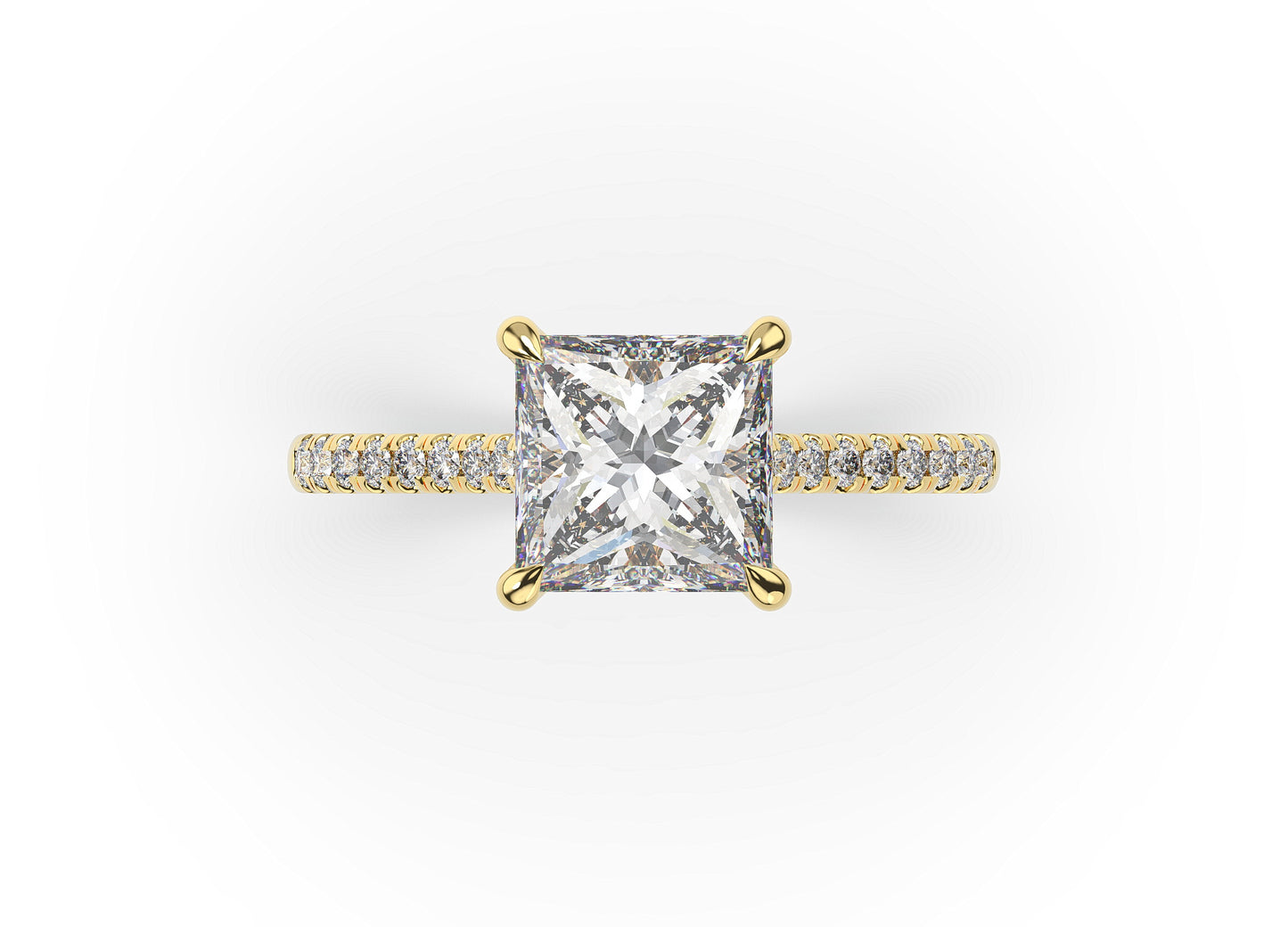 Princess Yellow Gold Hidden Halo Engagement Ring