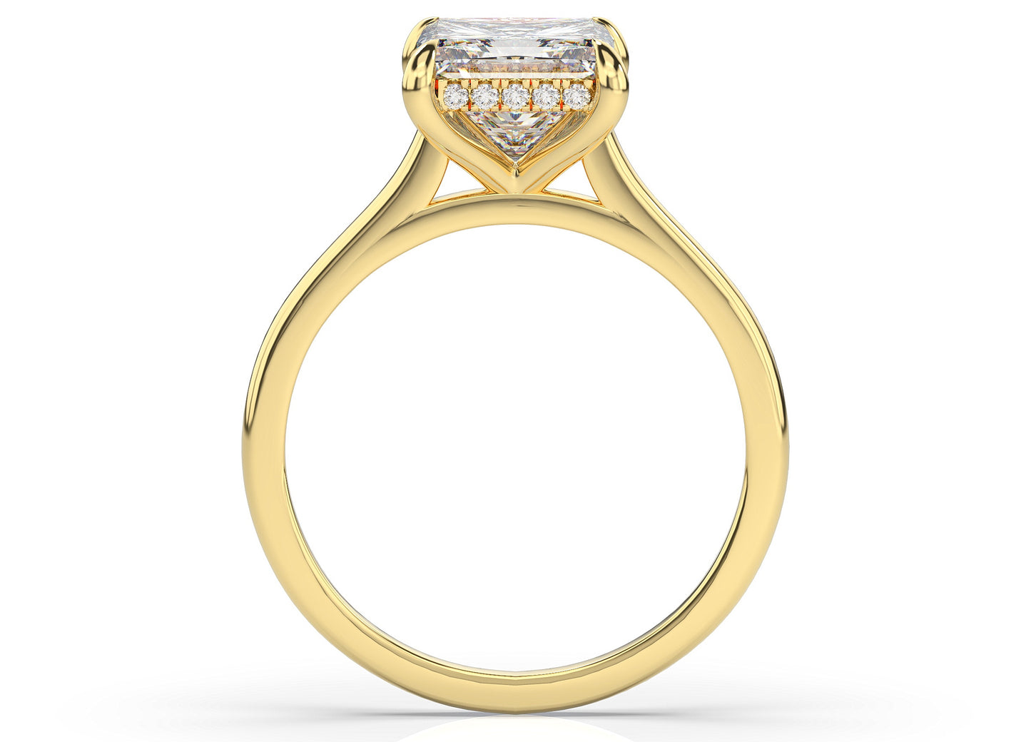 Princess Hidden Halo Thin Band Engagement Ring