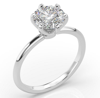 Round Brilliant White Gold Six Claw Solitaire Engagement Ring