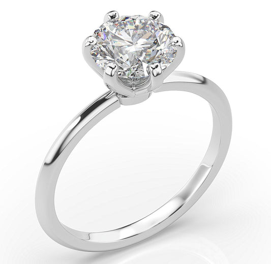 Round Brilliant White Gold Six Claw Solitaire Engagement Ring