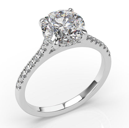 Round Brilliant White Gold Hidden Halo Engagement Ring