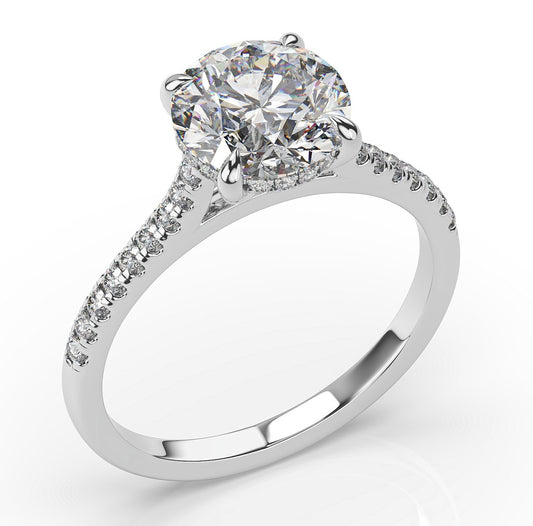 Round Brilliant White Gold Hidden Halo Engagement Ring