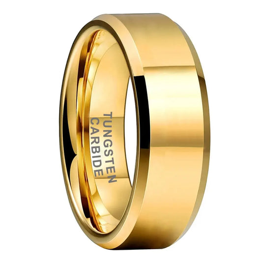 Tungsten Yellow Brushed & Polished Mens Ring