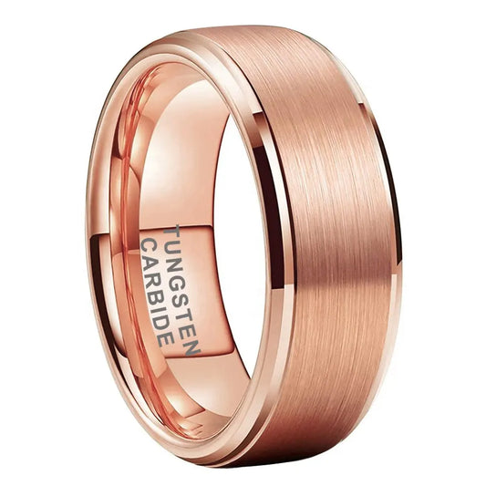 Tungsten Rose Brushed & Polished Mens Ring