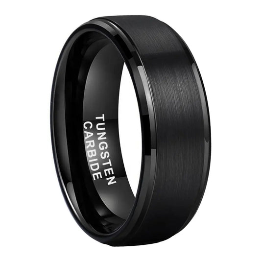 Tungsten Black Brushed & Polished Mens Ring