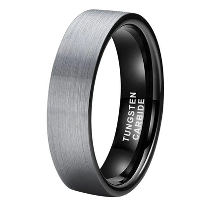 Tungsten Black & Silver Brushed & Polished Mens Ring