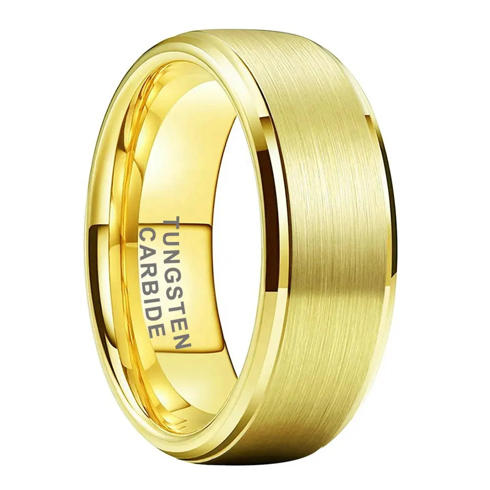 Tungsten Yellow Brushed & Polished Mens Ring