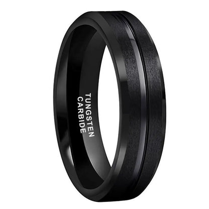 Tungsten Black Brushed & Polished Mens Ring