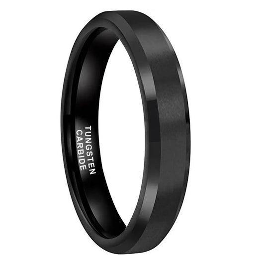 Tungsten Black Brushed & Polished Mens Ring