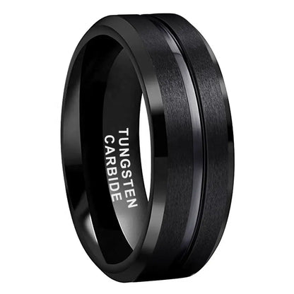 Tungsten Black Brushed & Polished Mens Ring