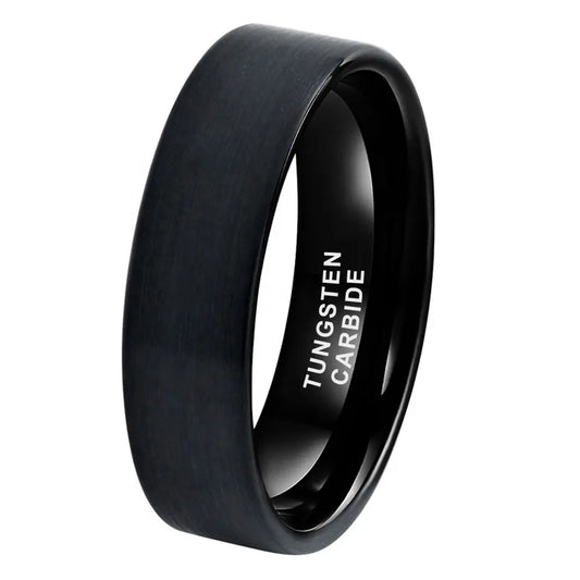 Tungsten Black Brushed & Polished Mens Ring