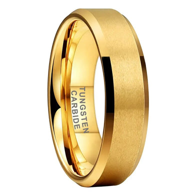 Tungsten Yellow Brushed & Polished Mens Ring