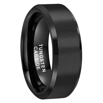 Tungsten Black Brushed & Polished Mens Ring