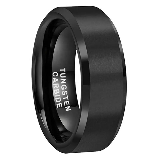 Tungsten Black Brushed & Polished Mens Ring