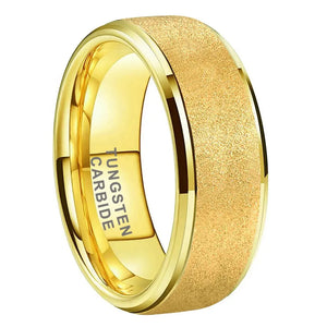 Tungsten Yellow Sand Brush & Polished Mens Ring