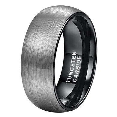 Tungsten Black & Silver Brushed Mens Ring