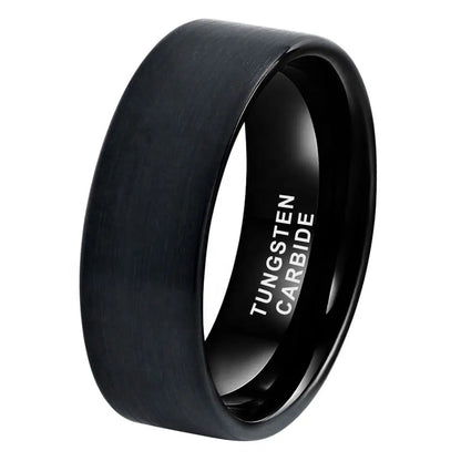 Tungsten Black Brushed & Polished Mens Ring