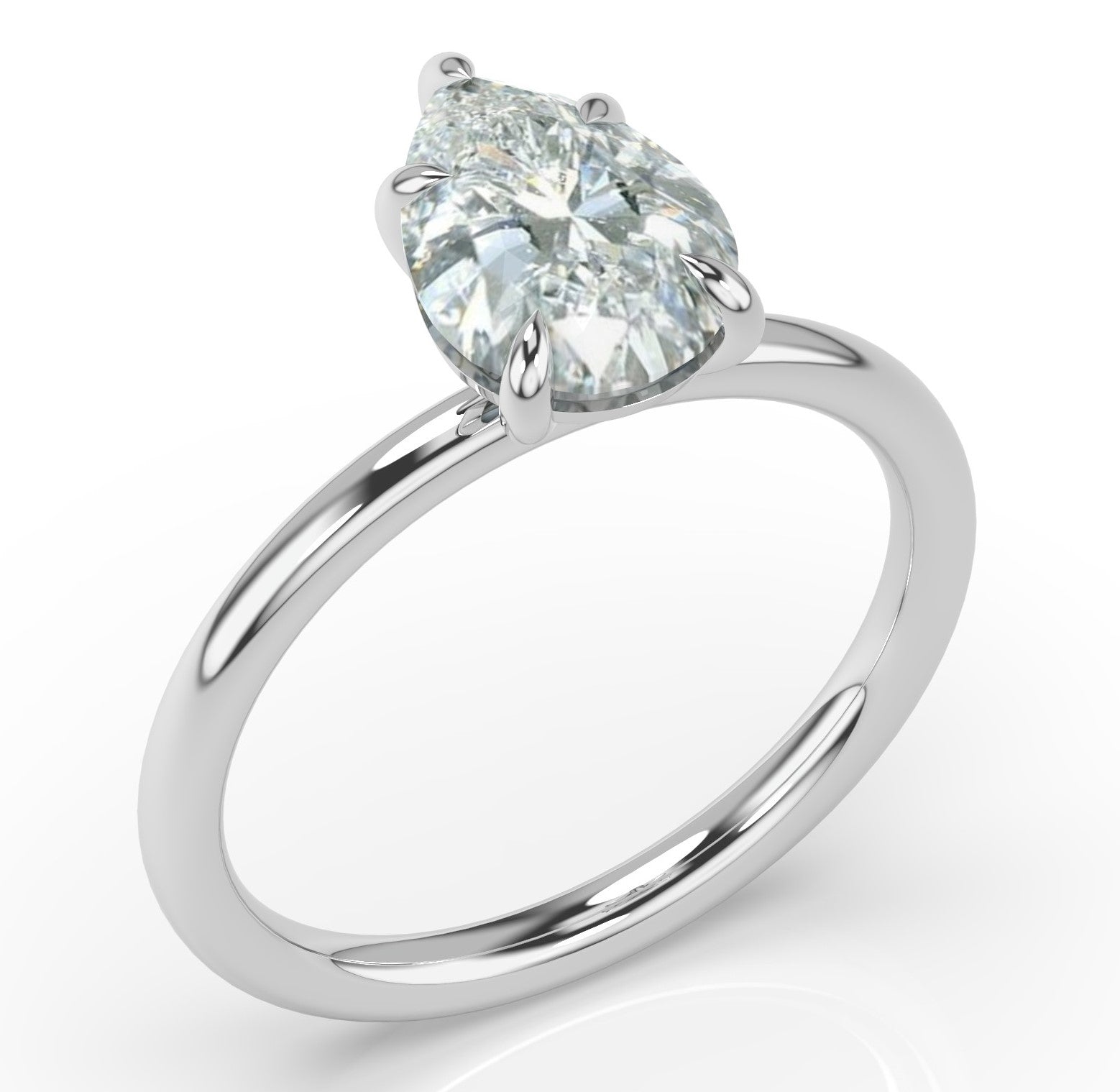 Four Claw White Gold Pear Solitaire Engagement Ring