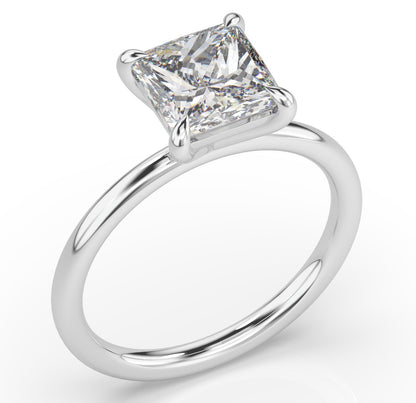 Four Claw Princess White Gold Solitaire Engagement Ring