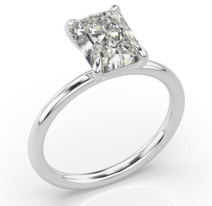 Four Claw Radiant White Gold Solitaire Engagement Ring