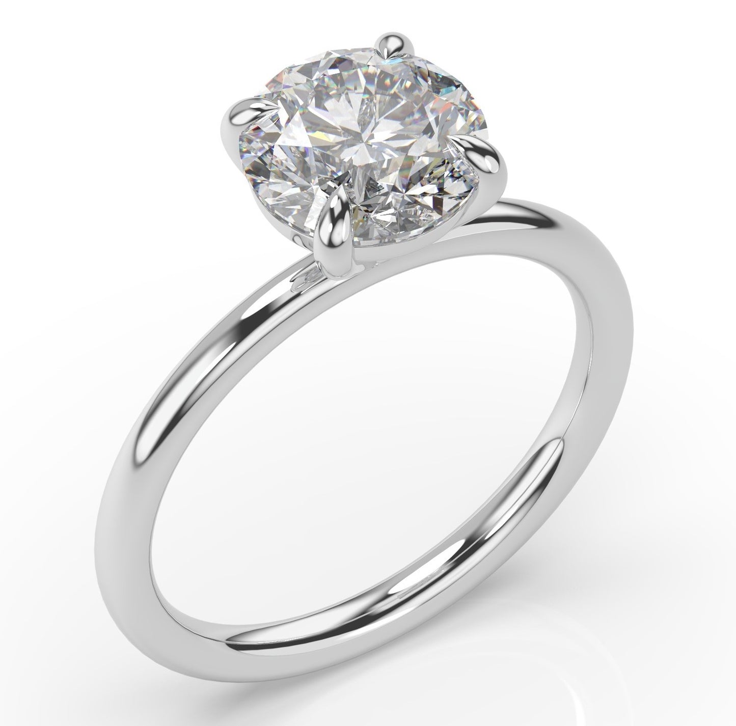 Four Claw Round Brilliant White Gold Solitaire Engagement Ring