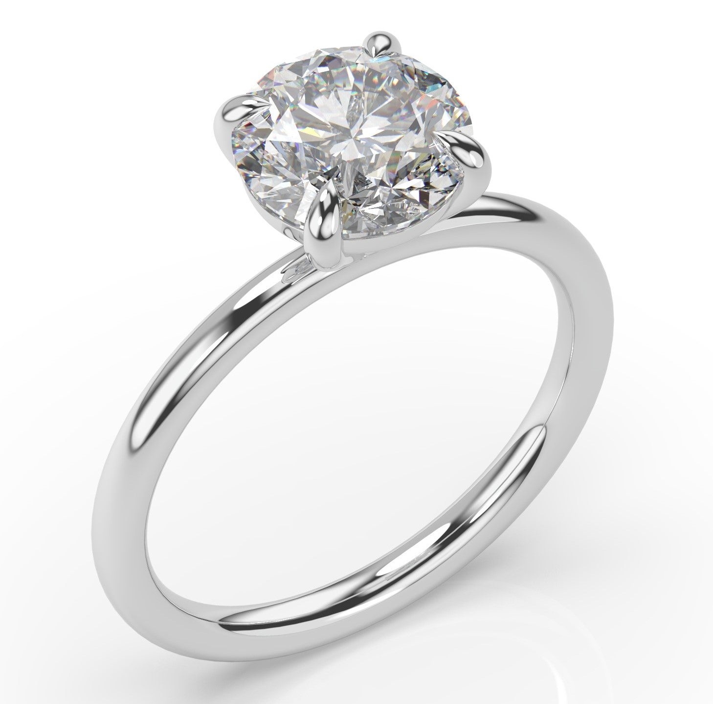 Four Claw Round Brilliant White Gold Solitaire Engagement Ring