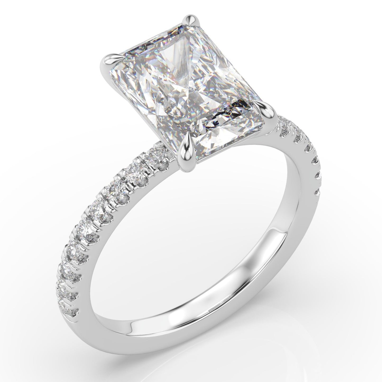 Radiant White Gold Claw Set Style Engagement Ring 
